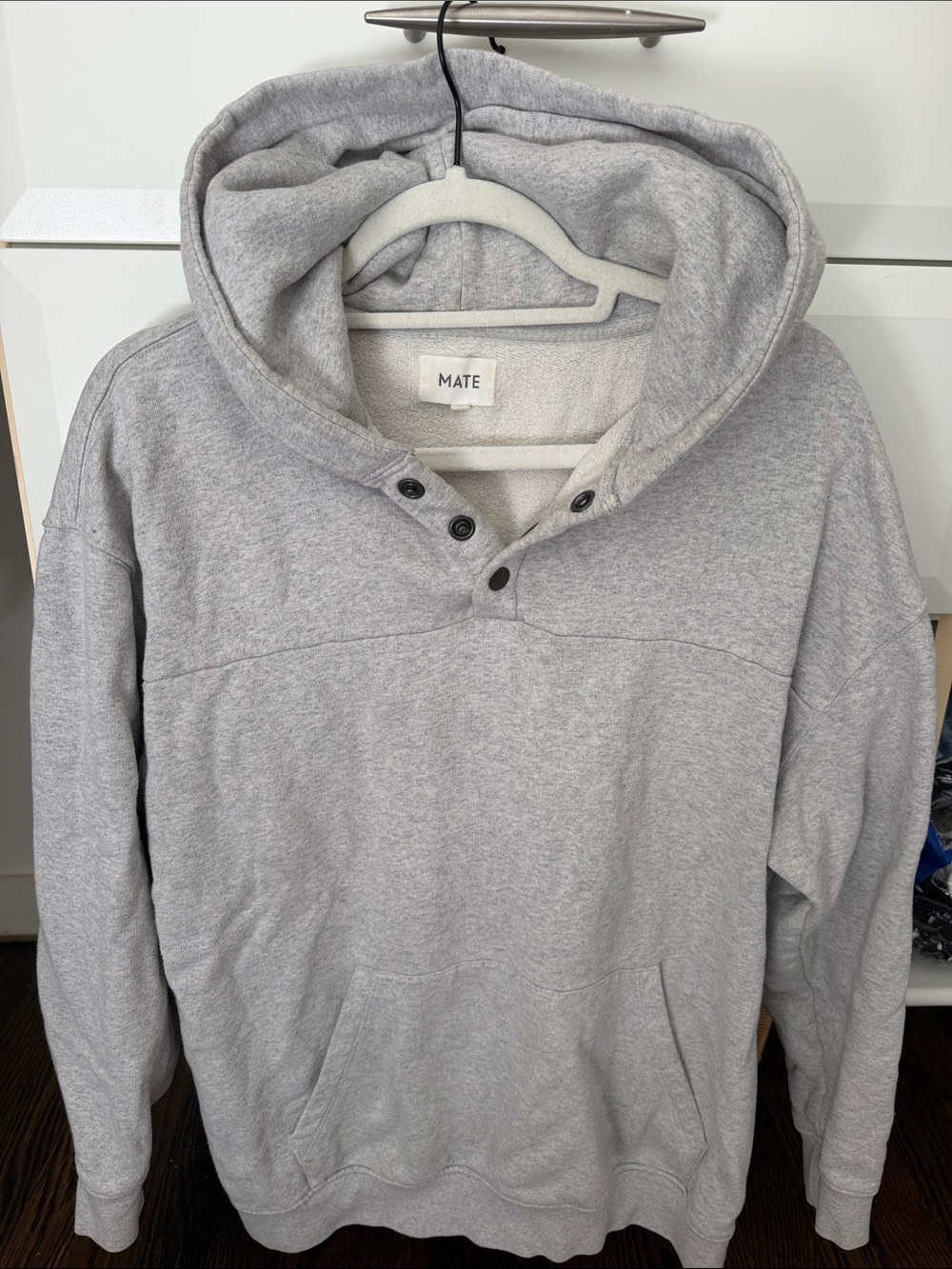 MATE the Label Heather Gray Snap-Neck Hoodie